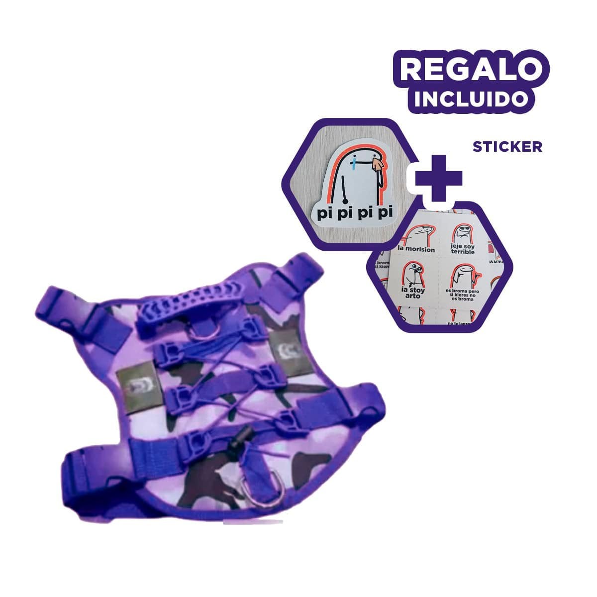 SUJECION CHALECOS TACTICO PARA PERRO MORADO TALLA XL PARA SALIDAS Y AVENTURAS Y+REGALO STICKER - 1