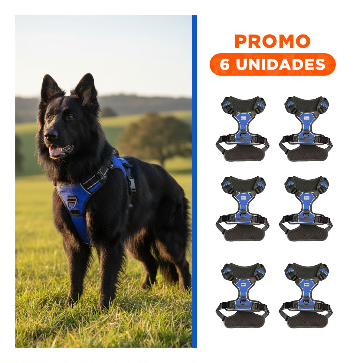 PACK6 PECHERA COMODA PARA PERRO AZUL TALLA L USO DIARIO SEGURO - 1