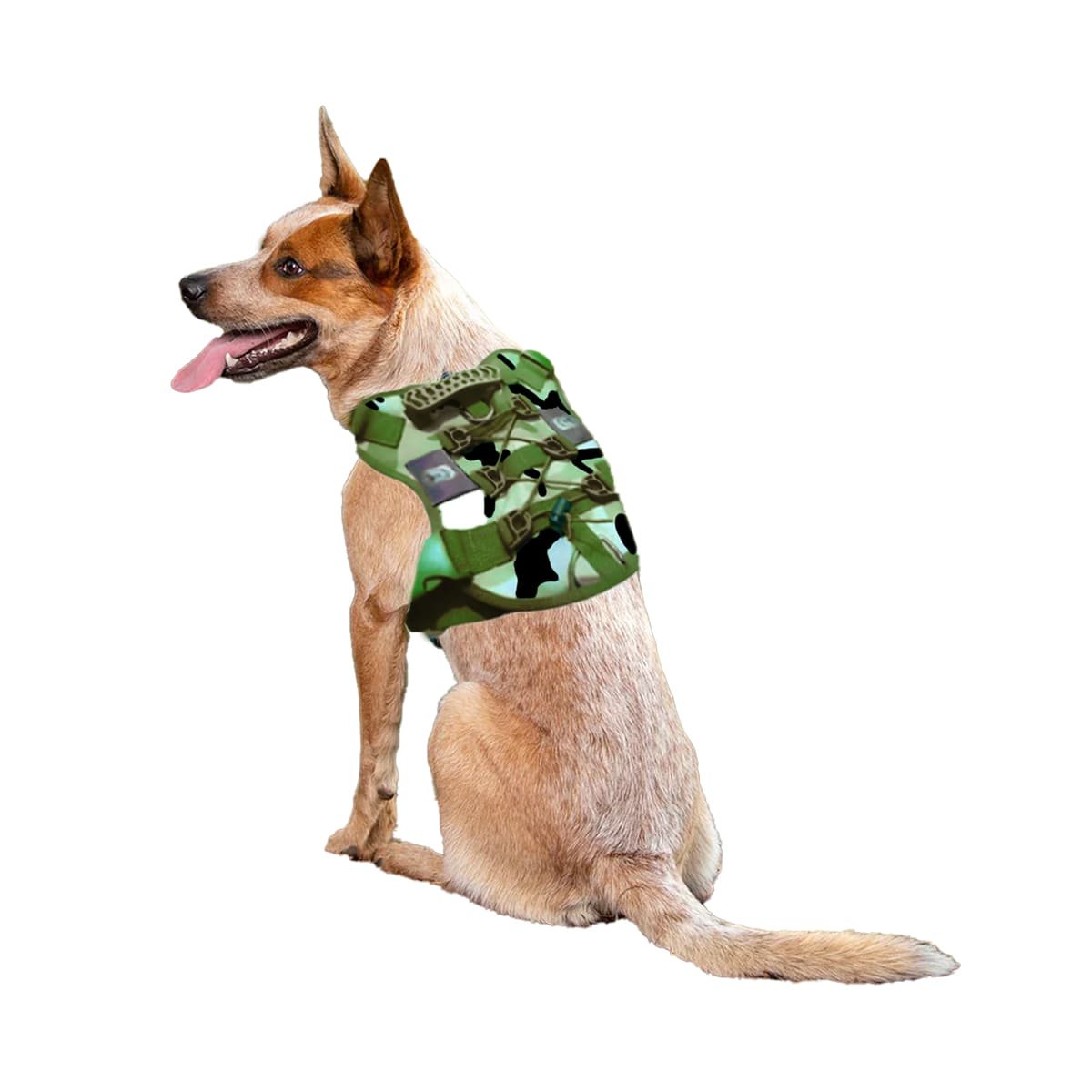 PACK4 VESTIMENTA PARA PERRO VERDE OSCURO PECHERA TACTICA SEGURO Y COMODO Y+PAPEL REGALO - 3