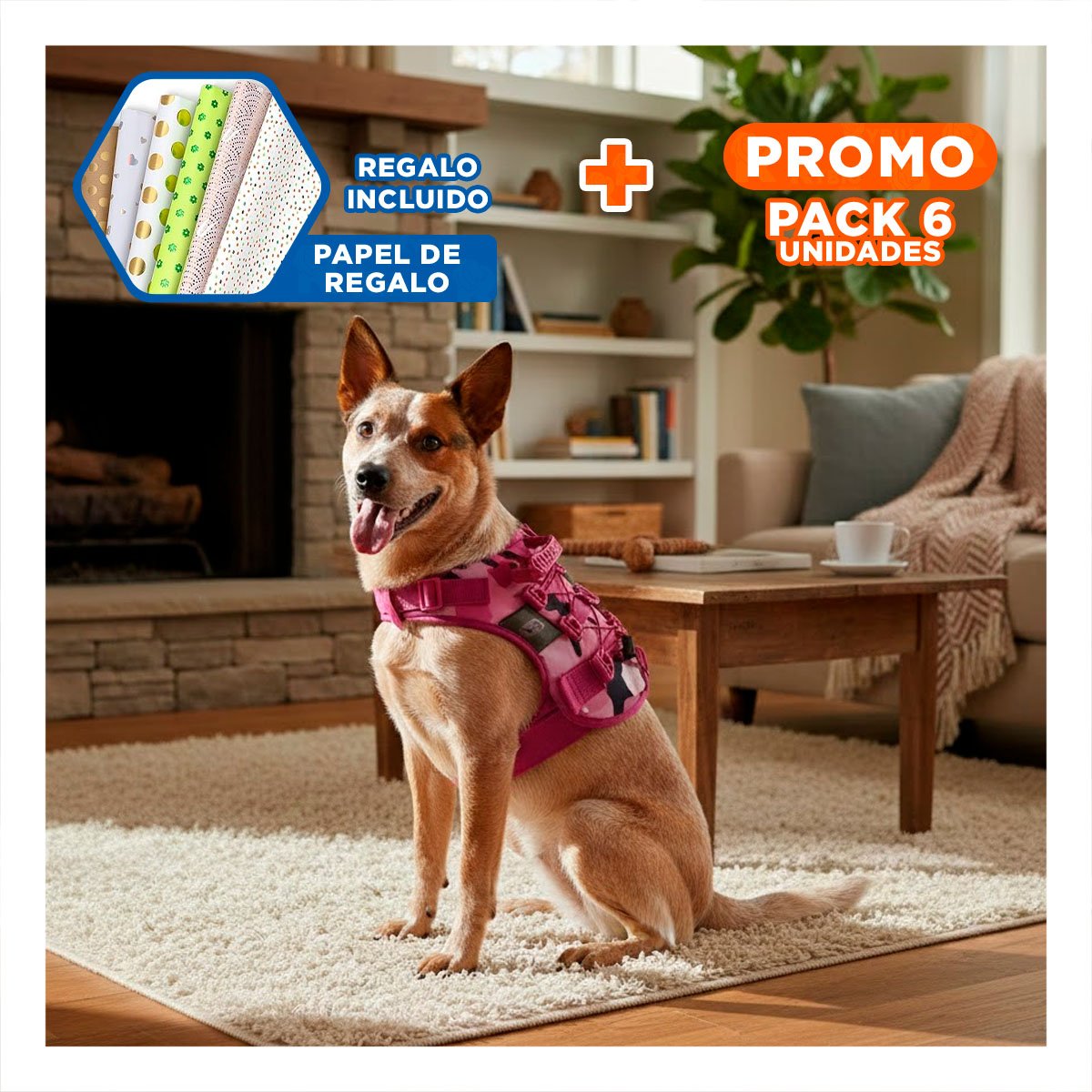 PACK6 ARNES PARA PERRO ROSADO TALLA L CON CORREAS RESISTENTES Y ESTILO MODERNO Y+PAPEL REGALO - 1