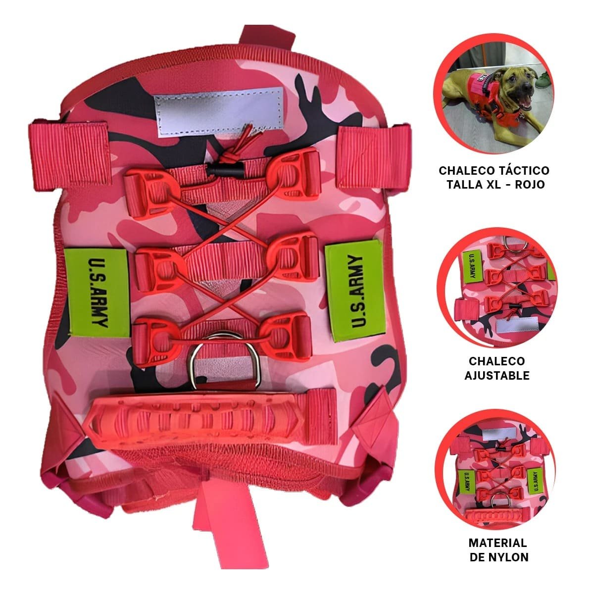 EQUIPO PARA PERRO TACTICO ROJO COMODO Y SEGURO PARA SALIDAS AL EXTERIOR - 3