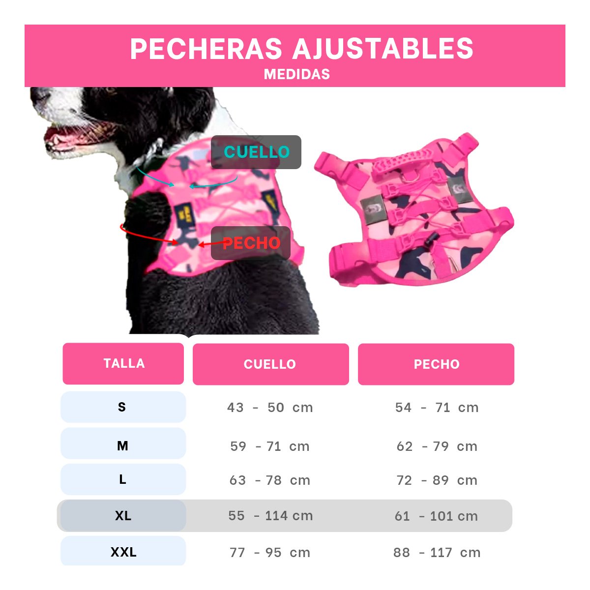 EQUIPO PARA PERRO ROSADO TACTICO TALLA XL ATRACTIVO - 4