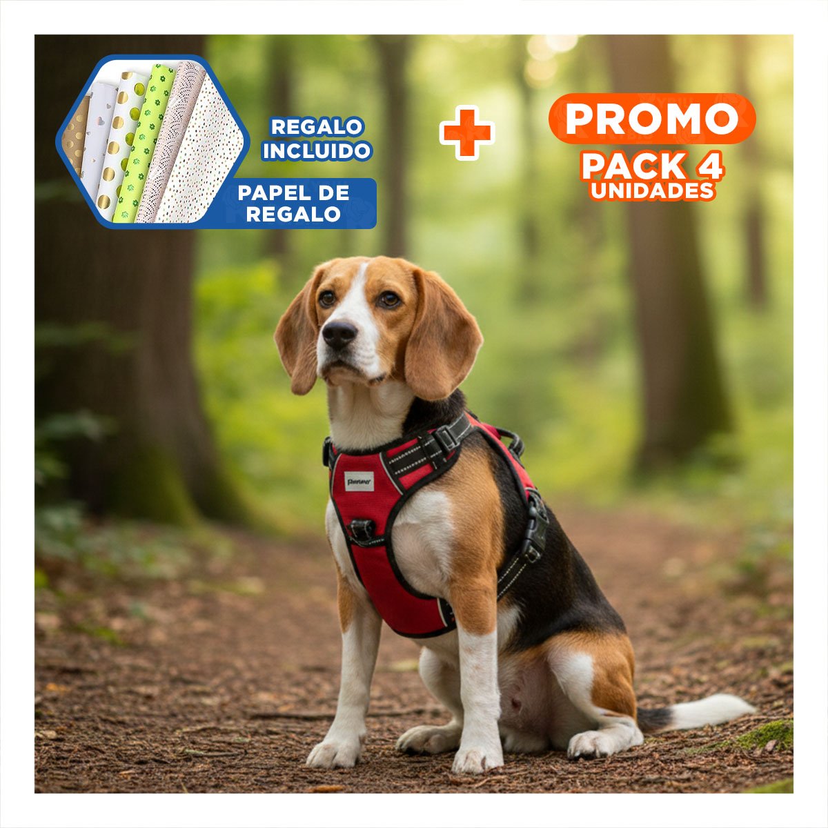 PACK4 CHALECO LIGERO PARA PERRO ROJO TALLA M AJUSTE PRACTICO Y CONFORT Y+PAPEL REGALO - 1