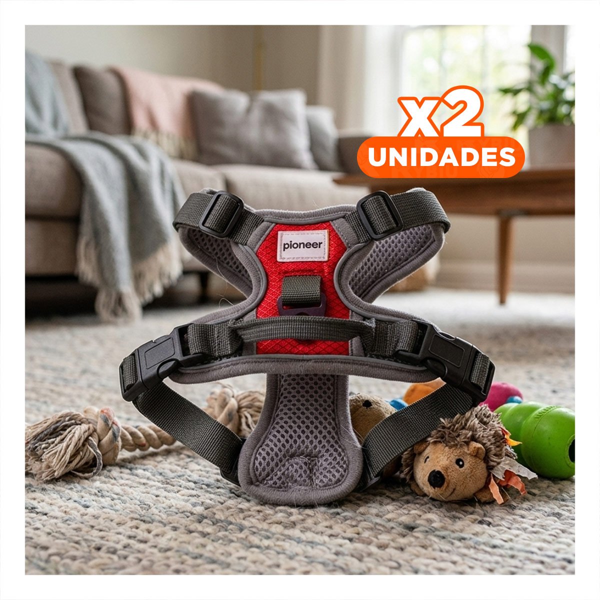 PACK2 SOLUCION DE PASEO PARA PERRO ROJO TALLA S AJUSTABLE Y+REGALO STICKER - 1