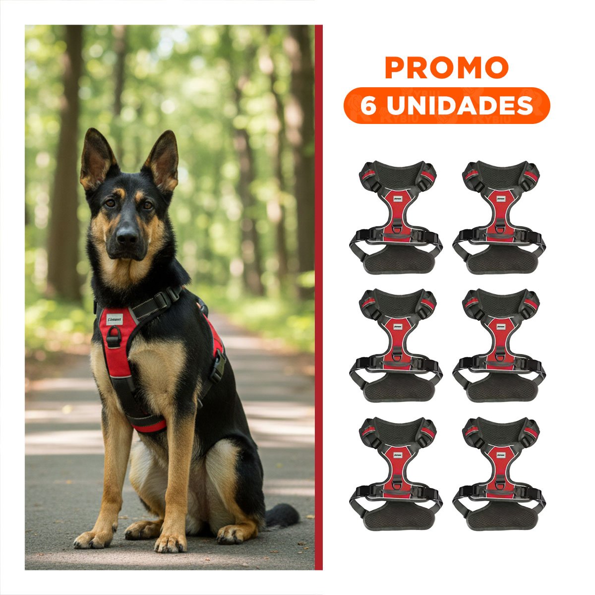 PACK6 SOPORTE PARA PERRO ROJO PECHERA TALLA L COMODO Y LIGERO - 1