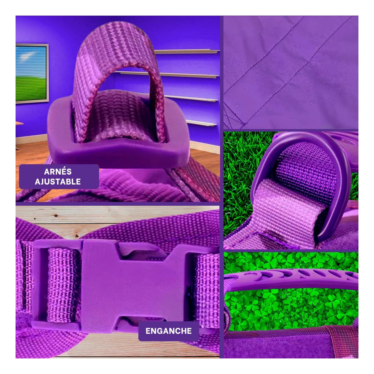 CINTURON PARA PERRO GRANDE MORADO TALLA L PARA PASEOS DIARIOS Y+POST IT - 5
