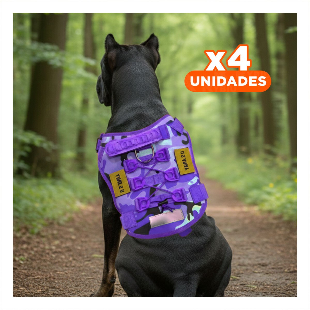 PACK4 EQUIPO CHALECOS TACTICO PARA PERRO MORADO TALLA XL COMODO Y SEGURO - 1