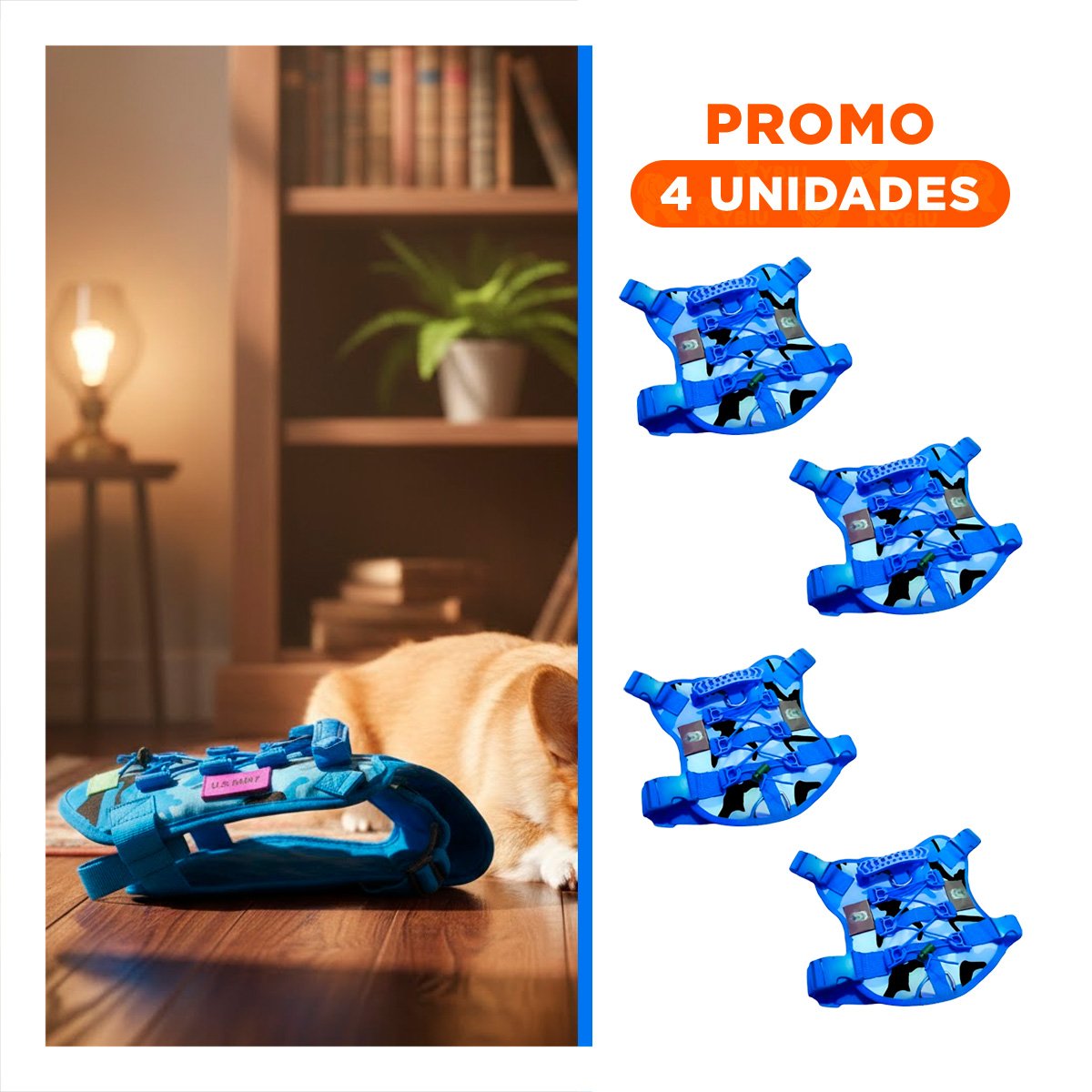 PACK4 CORREA PARA MASCOTA AZUL CON SUJECION SEGURA Y COMODIDAD Y+REGALO STICKER - 1