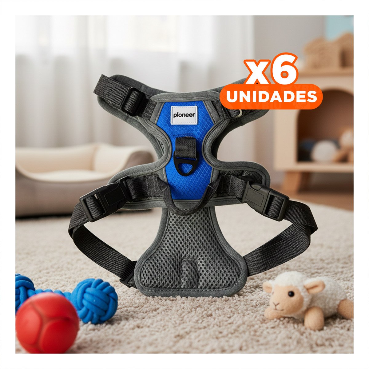 PACK6 CONJUNTO COMODO PARA PERRO AZUL TALLA M LIGERO Y DURADERO Y+REGALO STICKER - 1