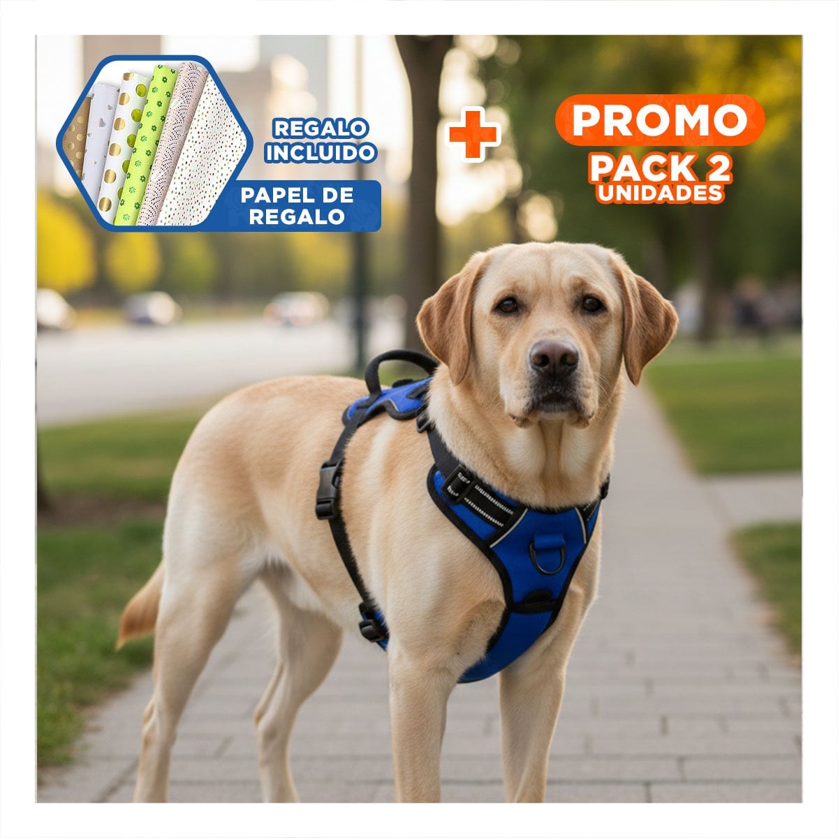 PACK2 ARNES AJUSTABLE PARA PERRO AZUL TALLA L CON SUJECION SEGURA Y+PAPEL REGALO - 1