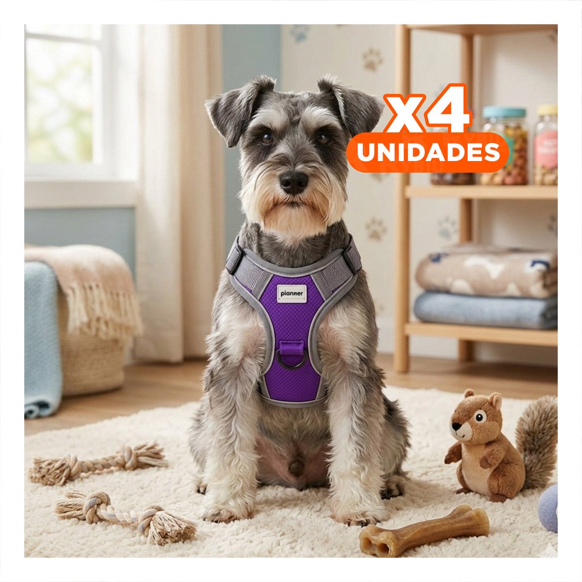 PACK4 SOPORTE AJUSTABLE PARA PERRO MORADO TALLA M LIGERO Y PRACTICO - 1