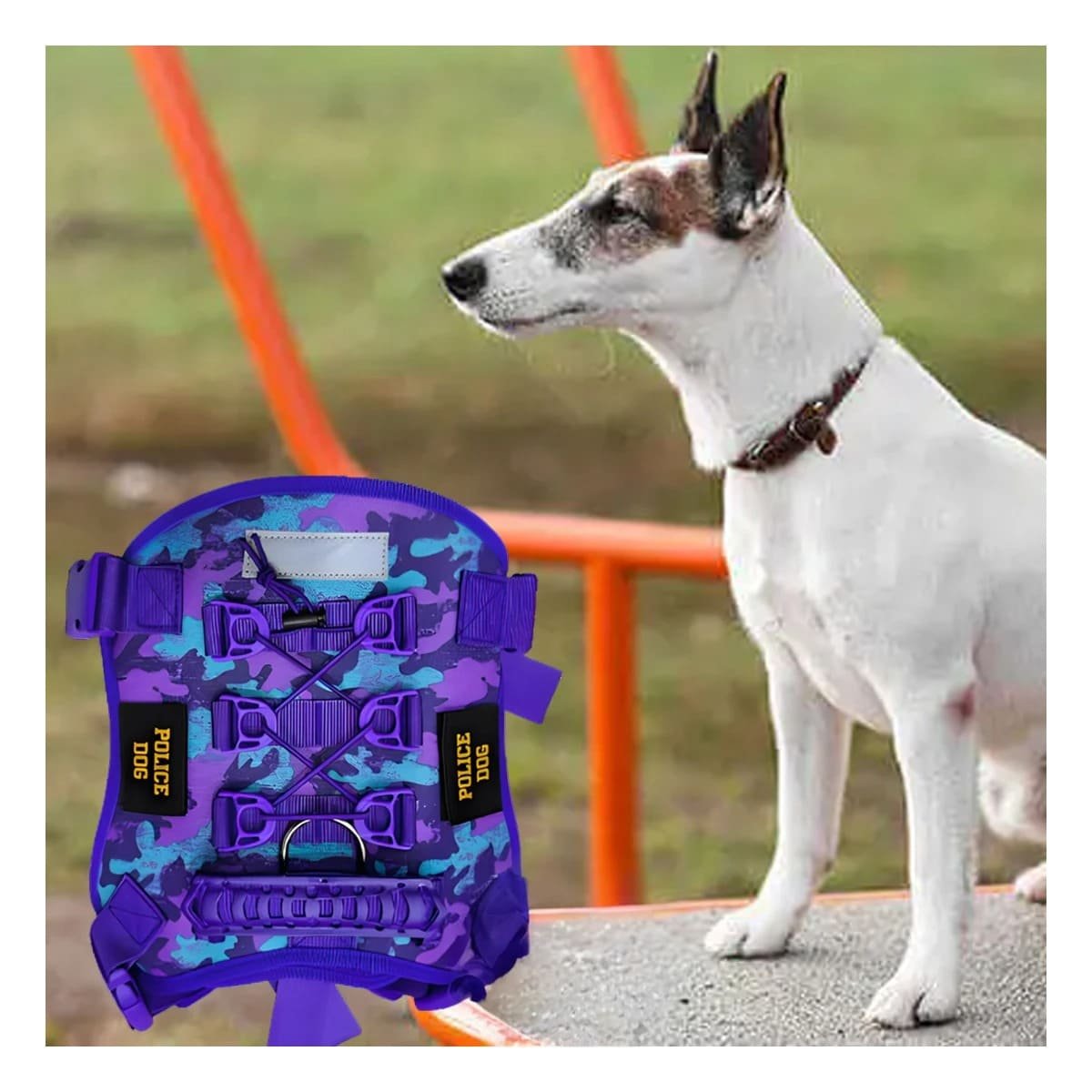 PACK2 CORREA CHALECOS TACTICO PARA PERRO MORADO TALLA XL AJUSTABLE Y CONFORTABLE - 2