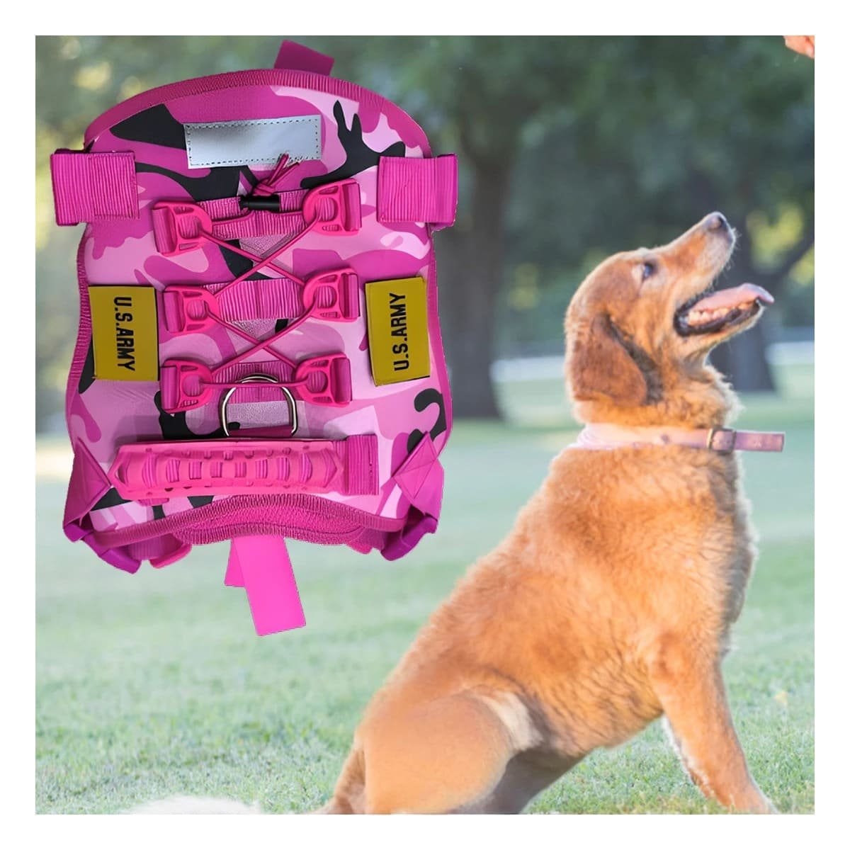 ARNES PARA PERRO ROSADO TACTICO TALLA XL COMODO Y DURADERO Y+LIGAS REGALO - 1