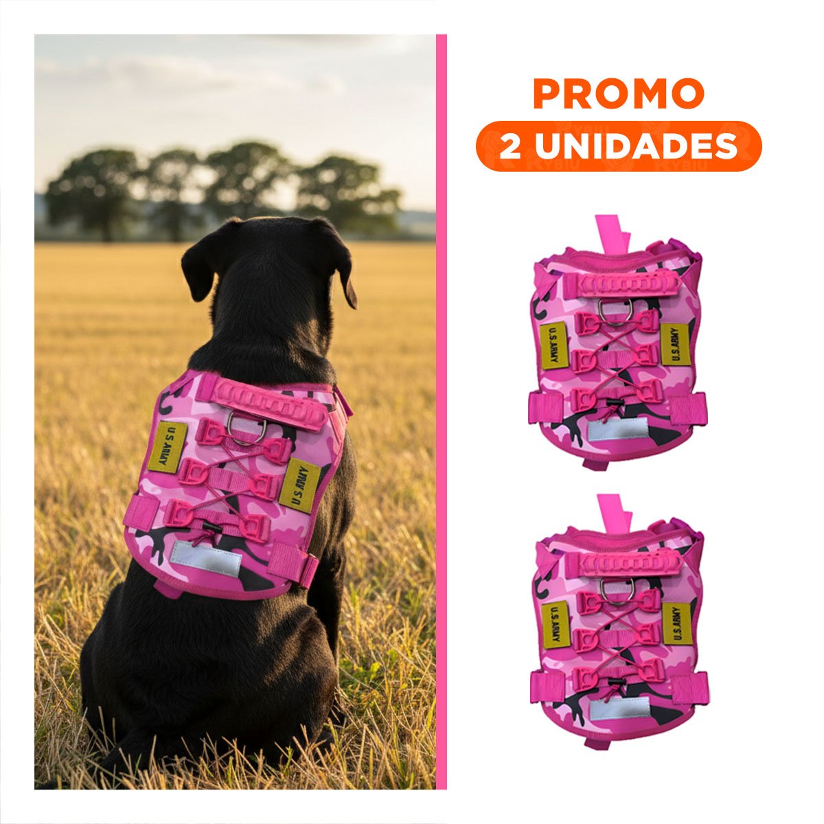 PACK2 VESTIMENTA PARA PERRO ROSADO TACTICO TALLA XL RESISTENTE Y LIGERA - 1