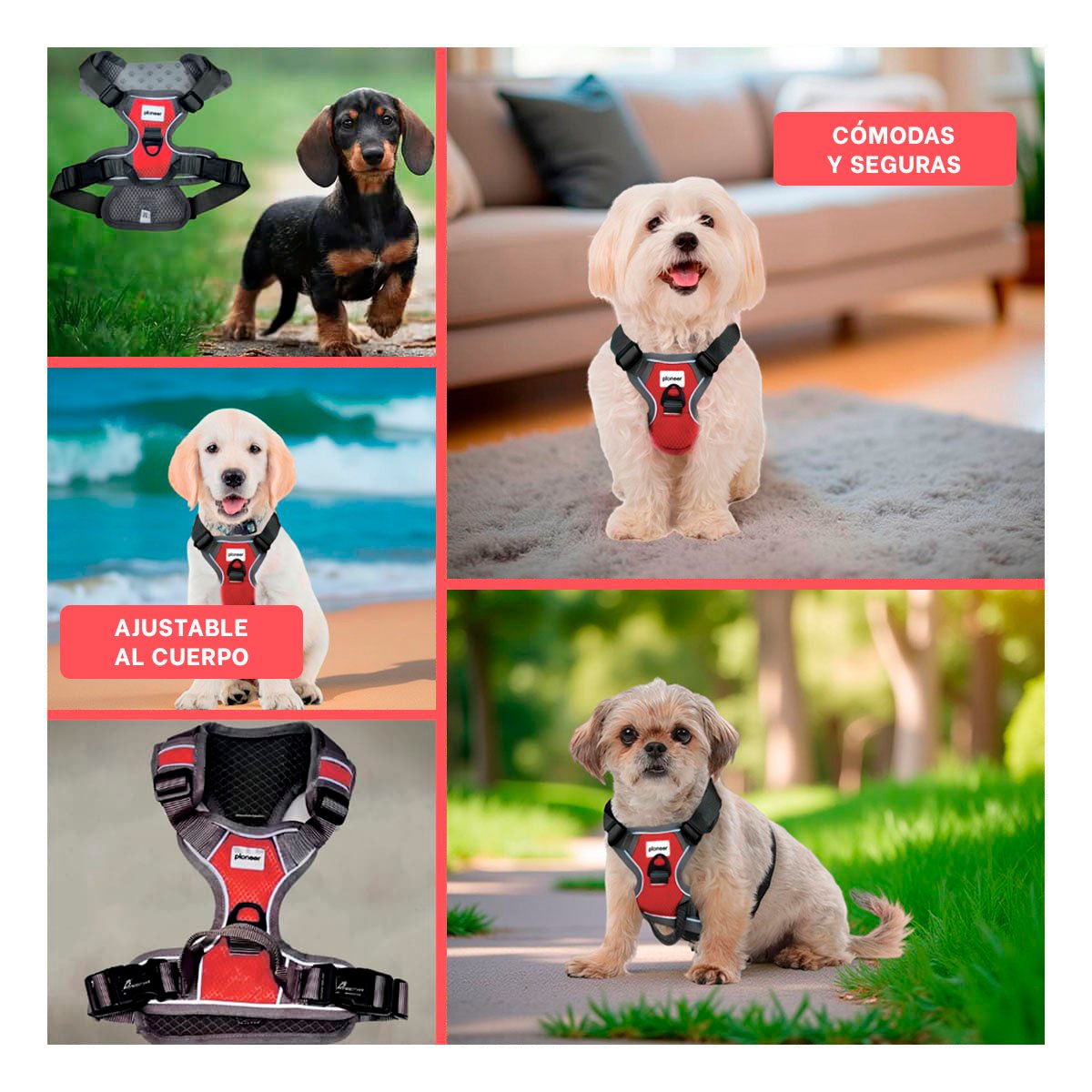 PECHERA SEGURA PARA PERRO ROJO TALLA M CON CONTROL TOTAL EN PASEOS - 5