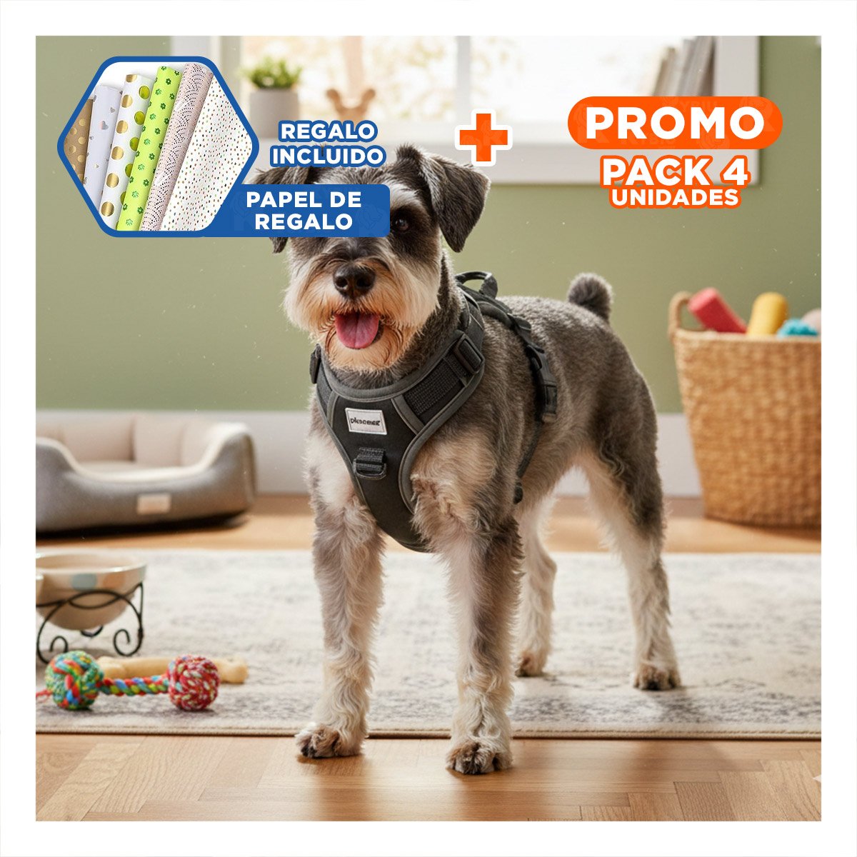 PACK4 VESTIMENTA PARA PERRO NEGRO TALLA M CON DISEÑO COMODO Y DURADERO Y+PAPEL REGALO - 1