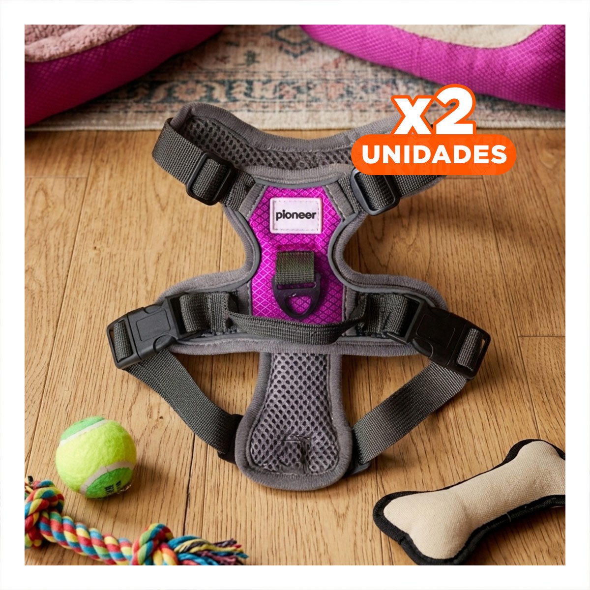 PACK2 ACCESORIO SEGURO PARA PERRO FUCSIA TALLA S COMODO Y MODERNO Y+REGALO STICKER - 1