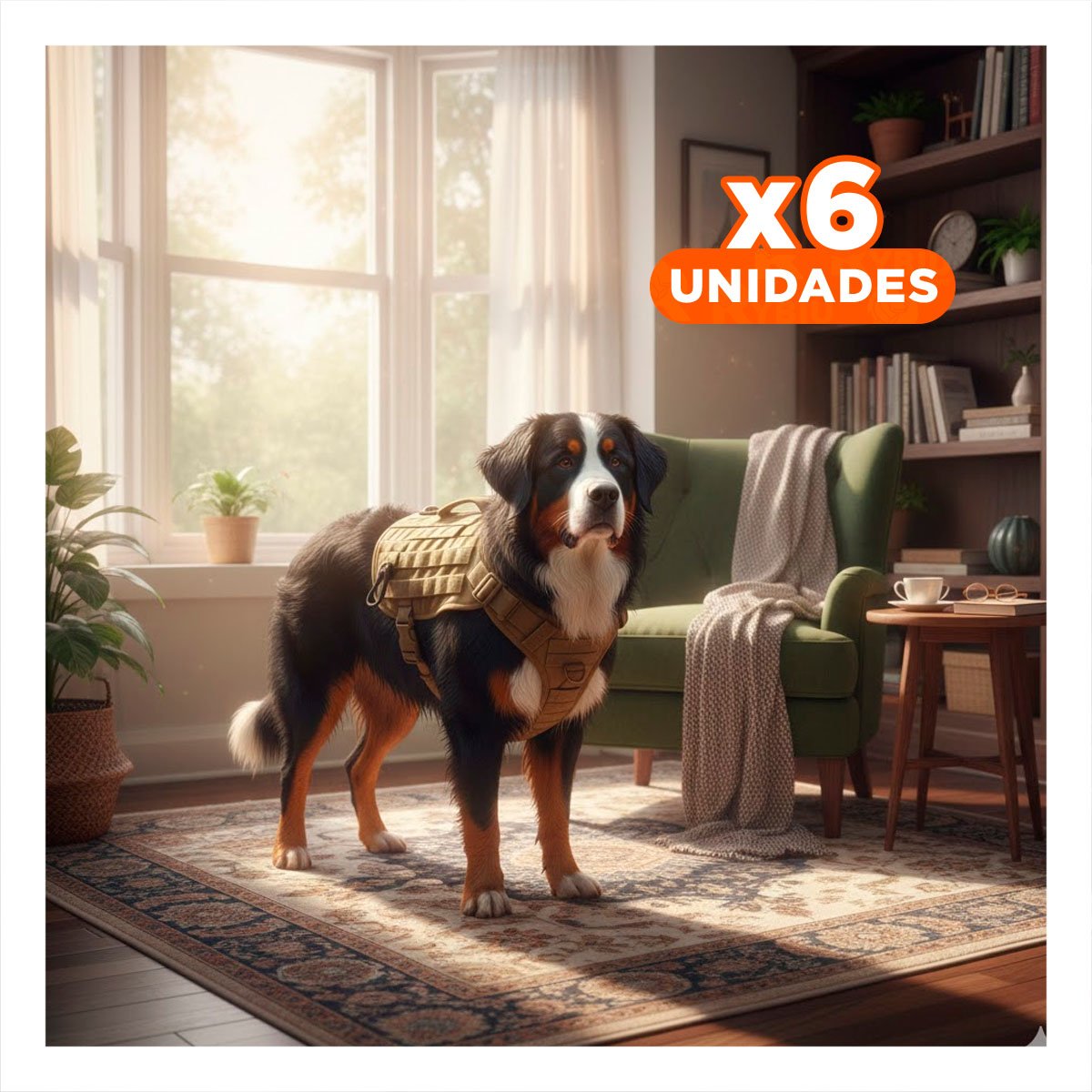 PACK6 ARNES TACTICO PARA PERRO VERDE CLARO TALLA XL COMODO Y AJUSTABLE Y+REGALO STICKER - 1