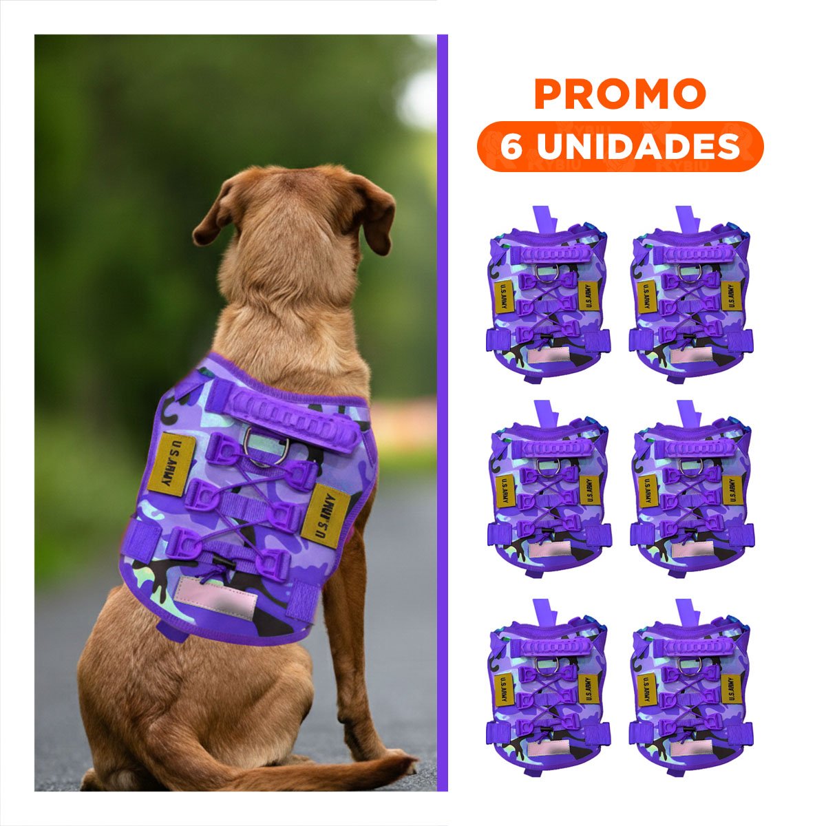 PACK6 CUBIERTA CHALECOS TACTICO PARA PERRO MORADO TALLA XL CON MATERIAL RESISTENTE - 1