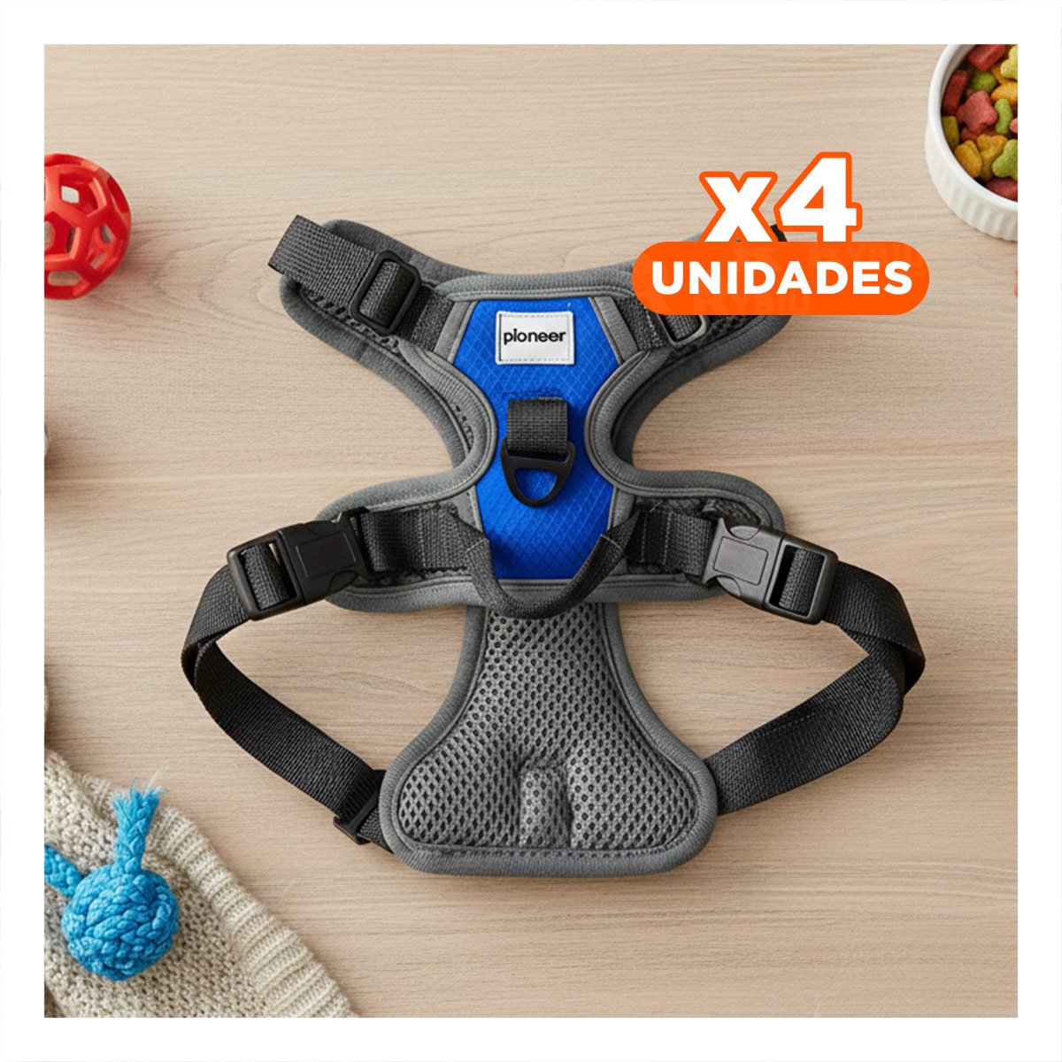 PACK4 CHALECO COMODO PARA PERRO AZUL TALLA M CON MATERIAL DURADERO - 1