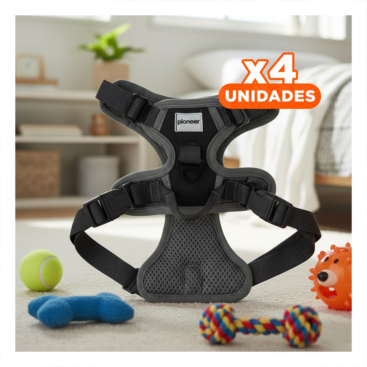 PACK4 ACCESORIO PARA PERRO NEGRO TALLA M CON ERGONOMIA Y CONFORT DIARIO - 1