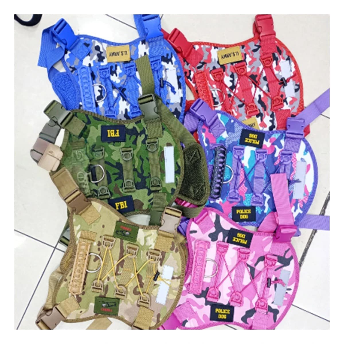 PACK6 CHALECO PARA PERRO VERDE OSCURO PECHERA TACTICA FACIL DE USAR Y AJUSTABLE Y+PAPEL REGALO - 5