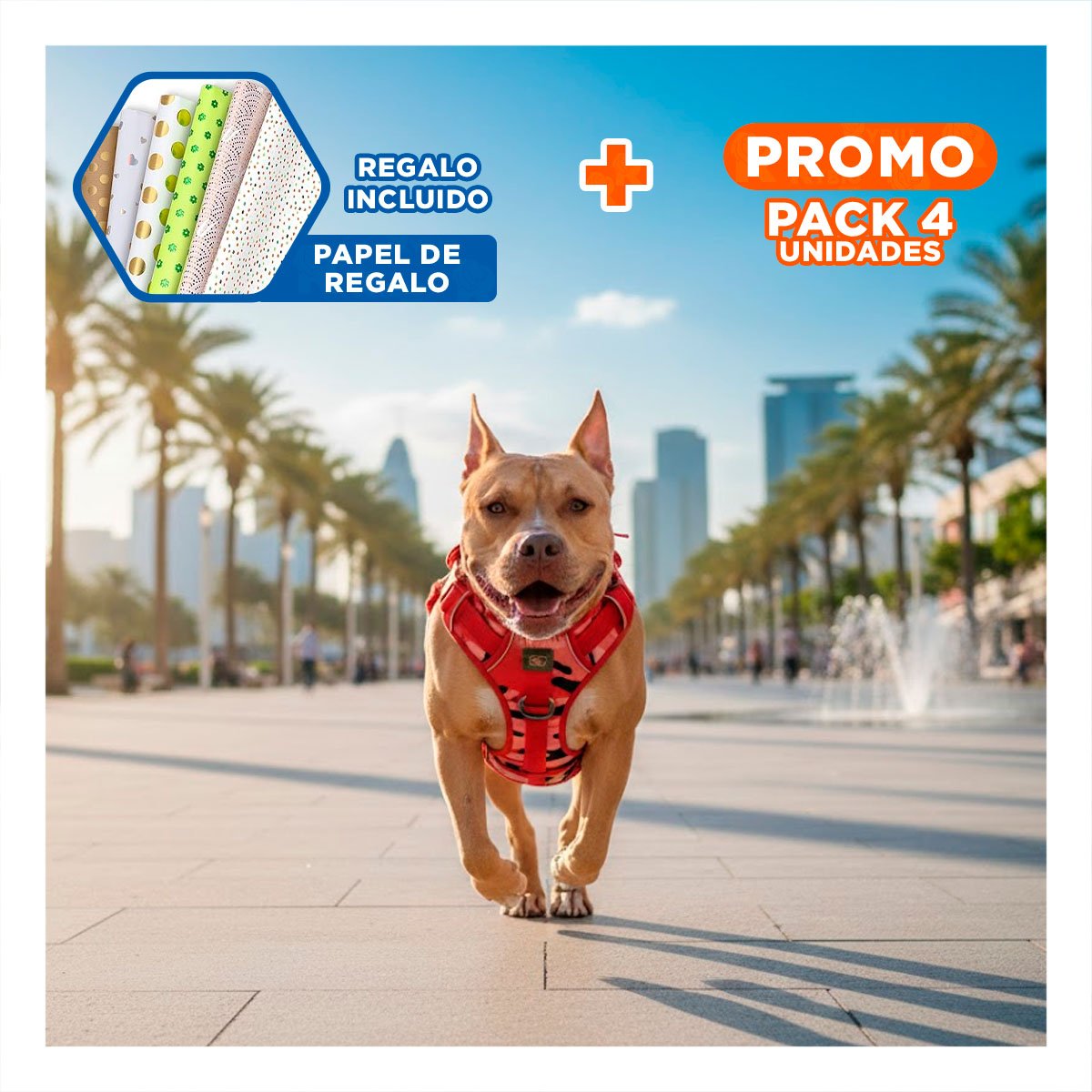 PACK4 ARNES CHALECOS TACTICO PARA PERRO ROJO RESISTENTE Y COMODO PARA SALIDAS Y+PAPEL REGALO - 1