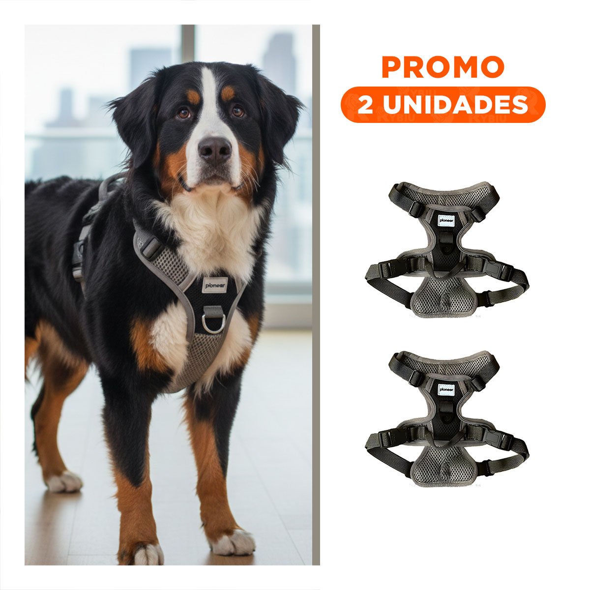 PACK2 PECHERA PARA PERRO NEGRO TALLA L CON DISEÑO ERGONOMICO Y COMODO - 1