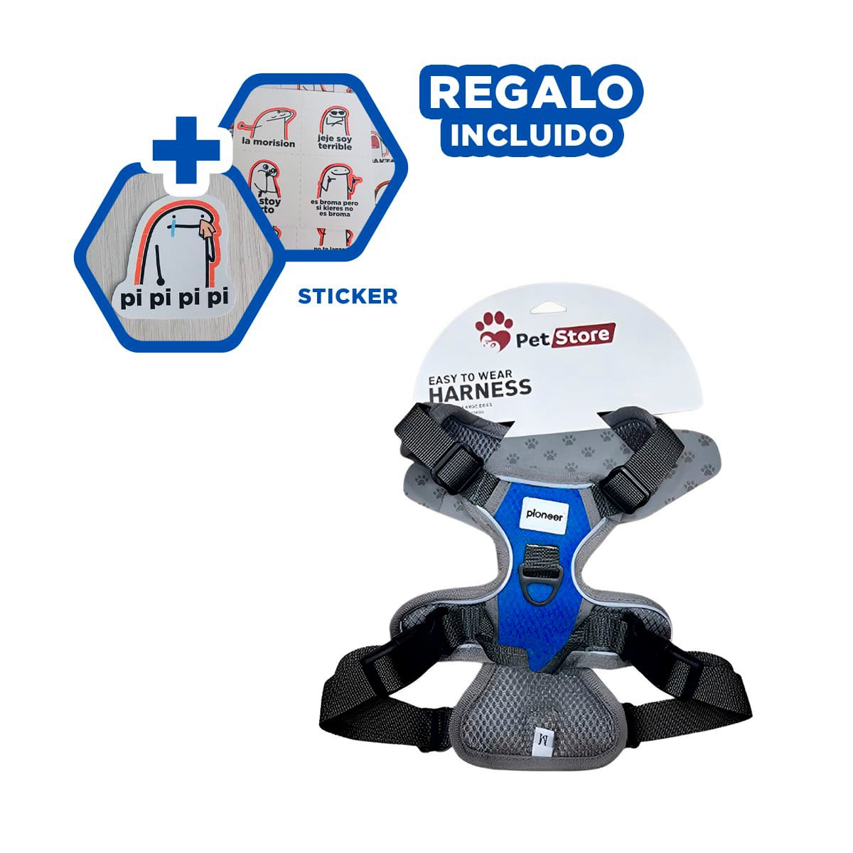 CHALECO SEGURO PARA PERRO AZUL TALLA L USO DIARIO CONFORTABLE Y+REGALO STICKER - 1