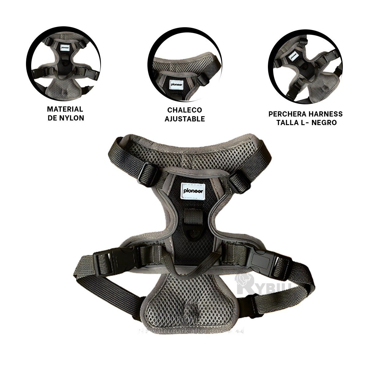 CHALECO PARA PERRO NEGRO TALLA L FACIL DE AJUSTAR Y MATERIAL SUAVE Y+LIGAS REGALO - 3