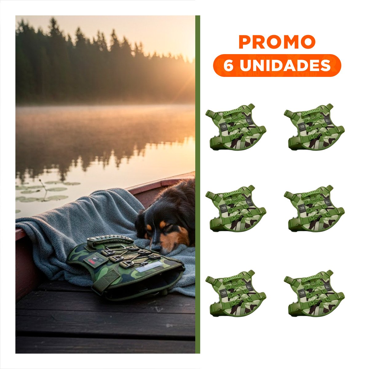 PACK6 PECHERA PARA PERRO ACTIVO VERDE OSCURO TALLA L COMODA Y RESISTENTE PARA PASEOS - 1