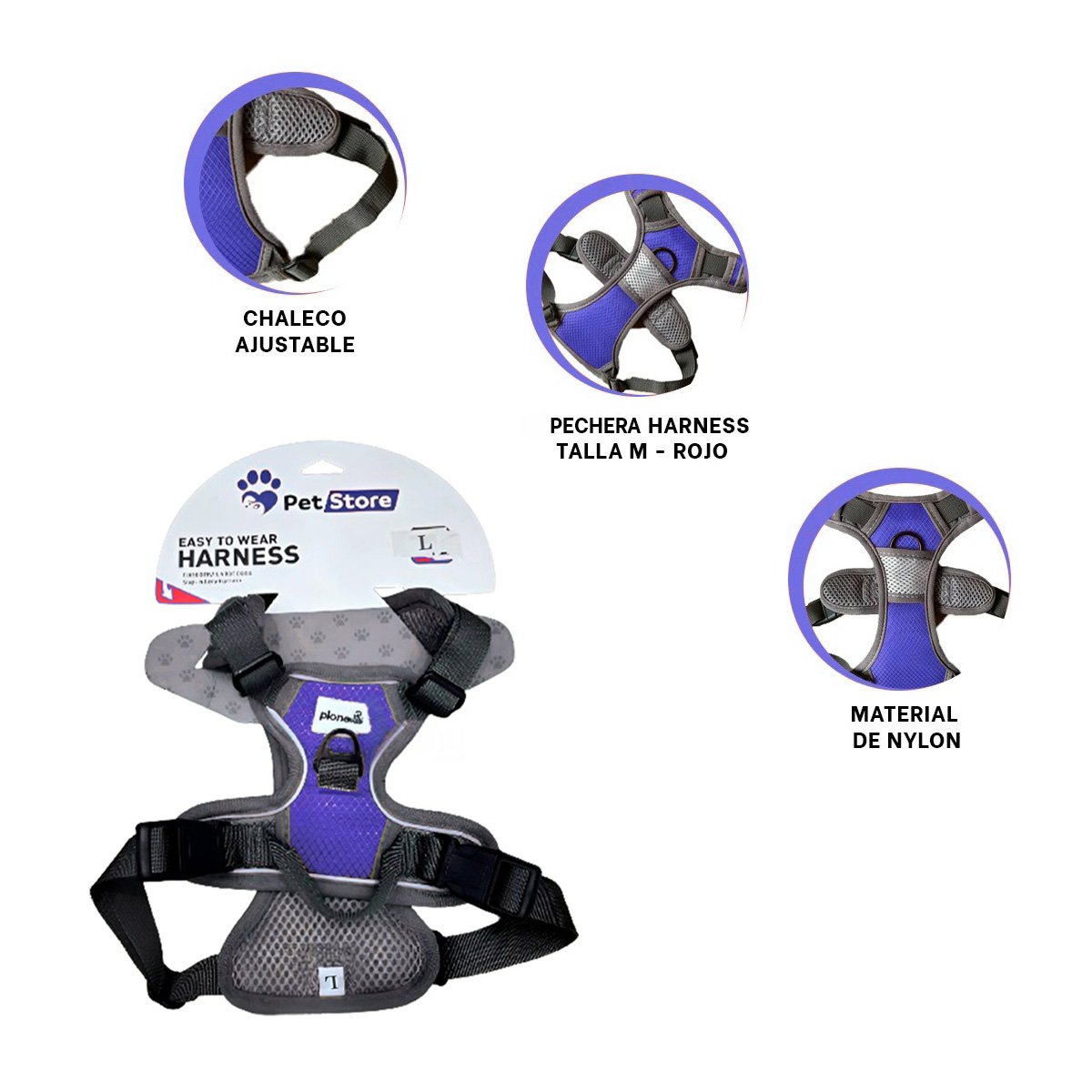 ARNES CONFORT PARA PERRO MORADO TALLA L FACIL DE COLOCAR Y AJUSTAR Y+PAPEL REGALO - 2