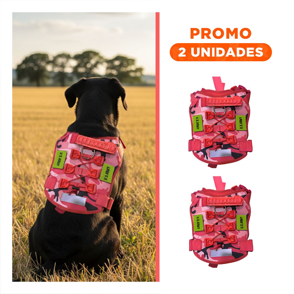 PACK2 COMPLEMENTO PARA PERRO TACTICO ROJO RESISTENTE Y COMODO PARA SALIDAS AL AIRE - 1