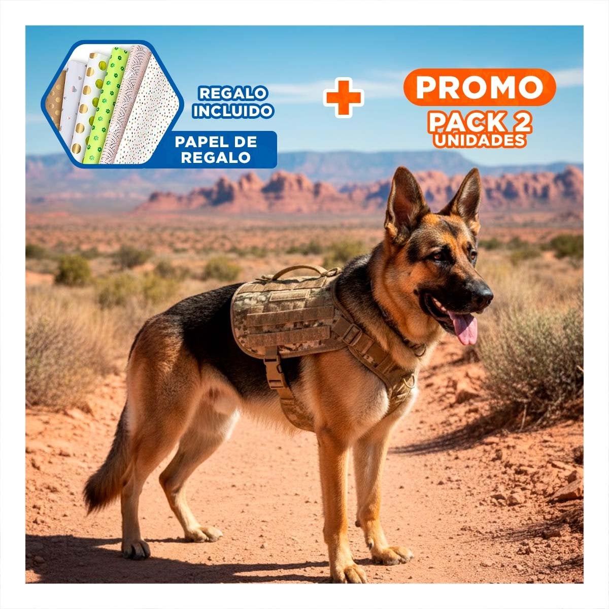 PACK2 CHALECO TACTICO DEPORTIVO PARA PERRO VERDE CLARO TALLA XL RESISTENTE Y+PAPEL REGALO - 1