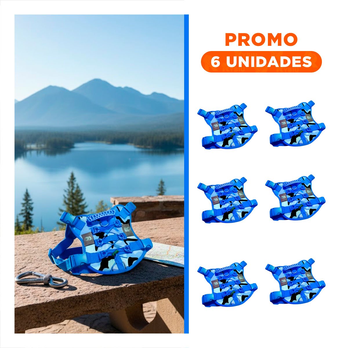 PACK6 PECHERA PARA PERRO MEDIANO AZUL TACTICO TALLA XL AJUSTABLE Y COMODO PARA PASEOS - 1