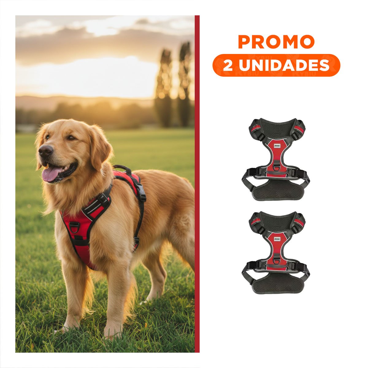 PACK2 CHALECO PARA ANIMAL ROJO TALLA L CON CORREA INCLUIDA - 1