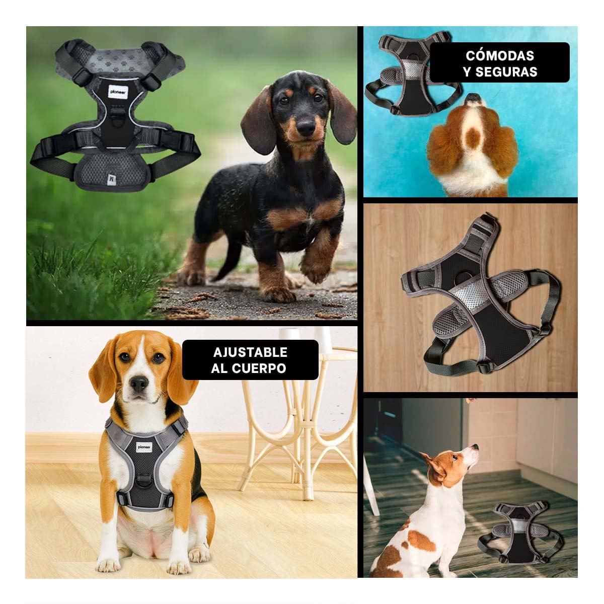 CHALECO PARA PERRO NEGRO TALLA M CON CONFORT Y MATERIAL RESISTENTE Y+LIGAS REGALO - 5