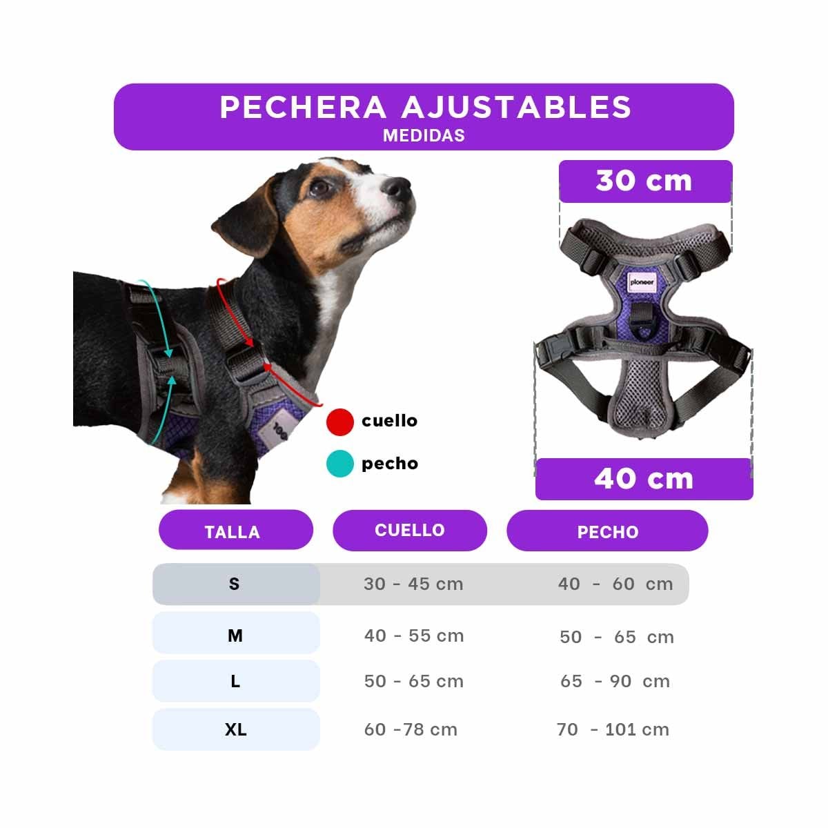PACK2 CORREA DE CUERPO PARA PERRO MORADO TALLA S COMODA Y+PAPEL REGALO - 4