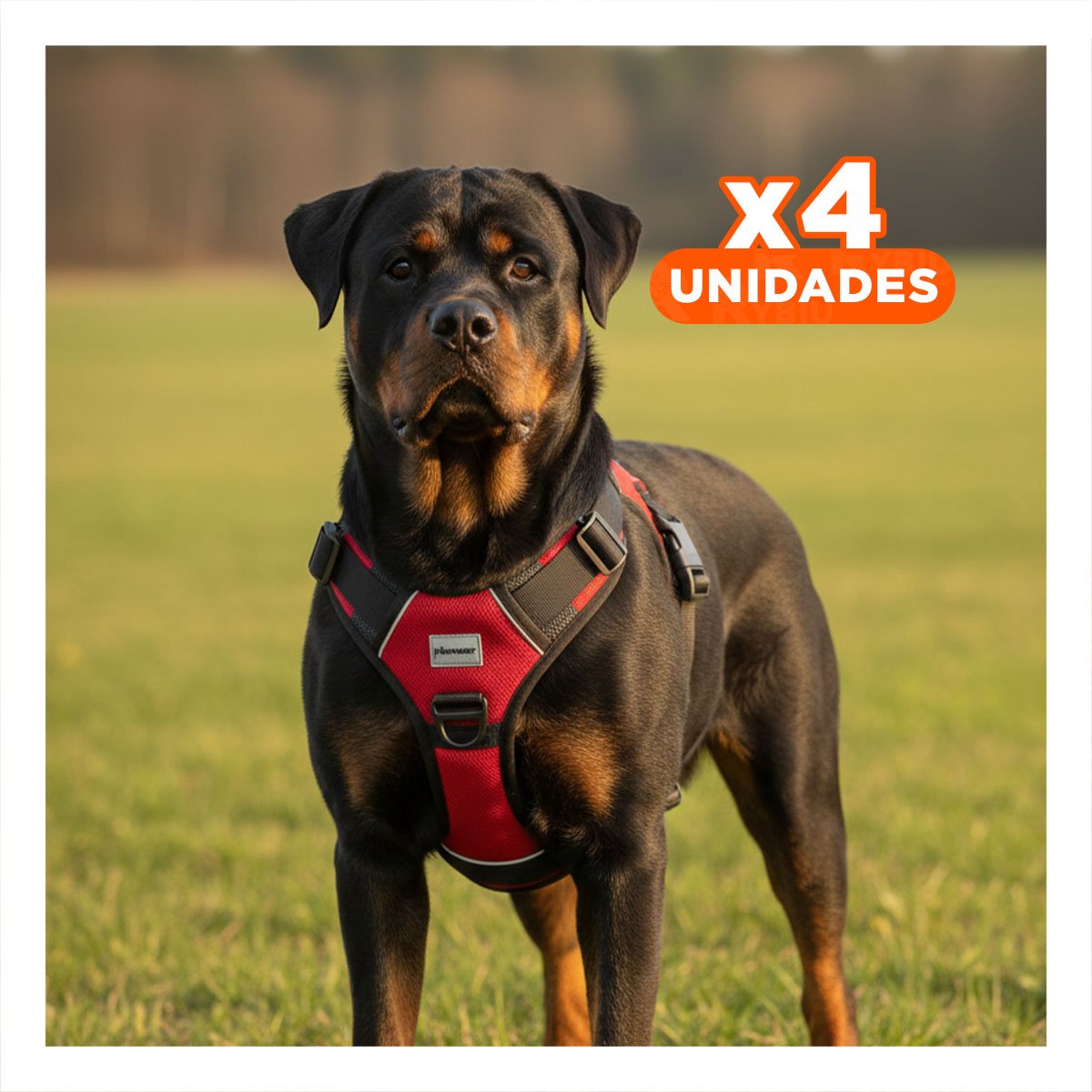 PACK4 CORREA CON PECHERA PARA CACHORRO ROJO TALLA L LIGERA Y SUAVE - 1