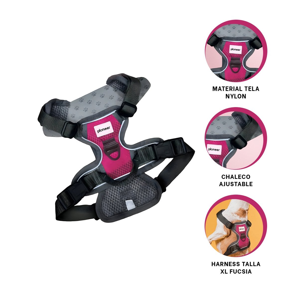 CHALECO PARA PERRO AJUSTABLE CON MATERIAL SUAVE Y SEGURO - 3