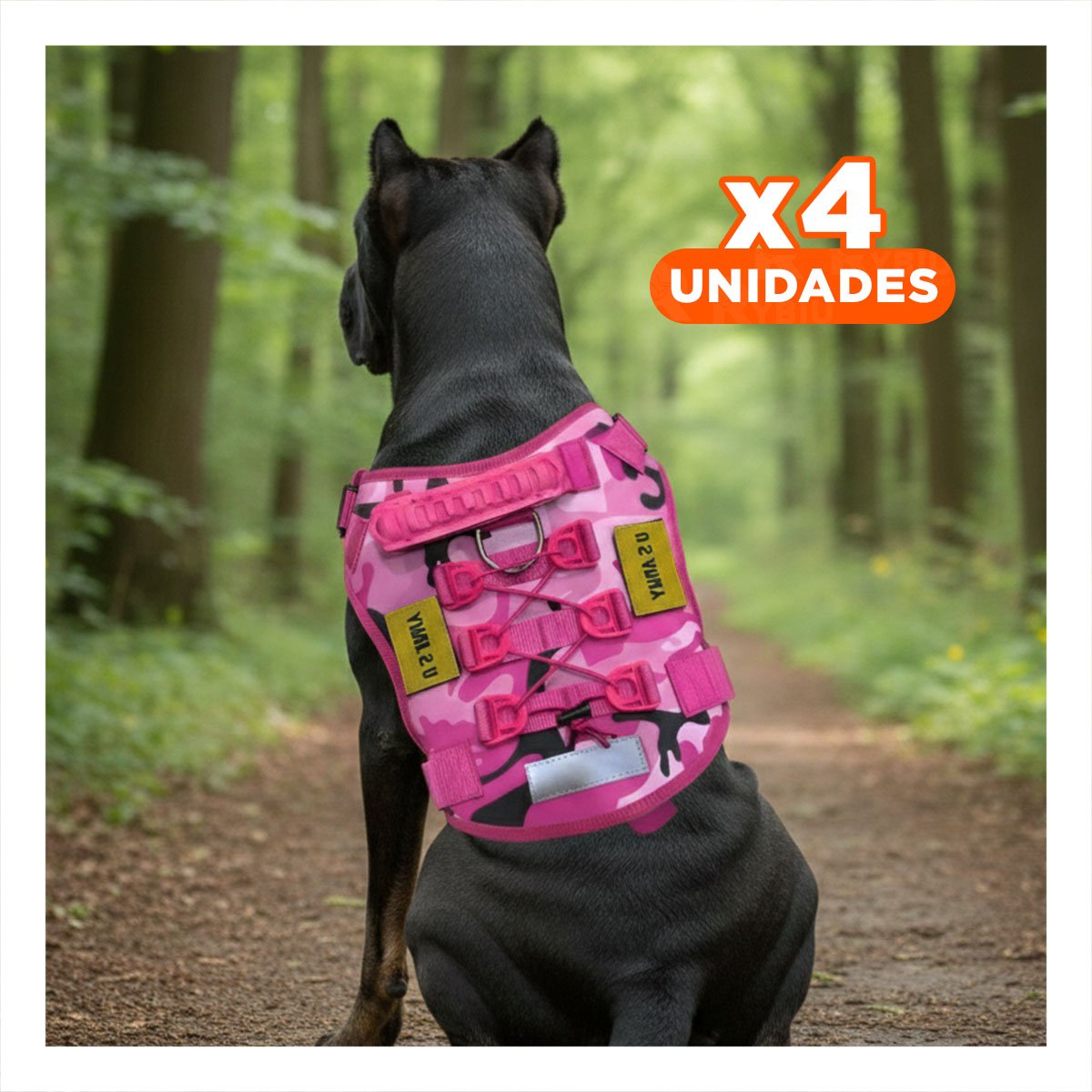 PACK4 CHALECO PARA PERRO ROSADO TACTICO TALLA XL CON CINTA REFLECTANTE - 1
