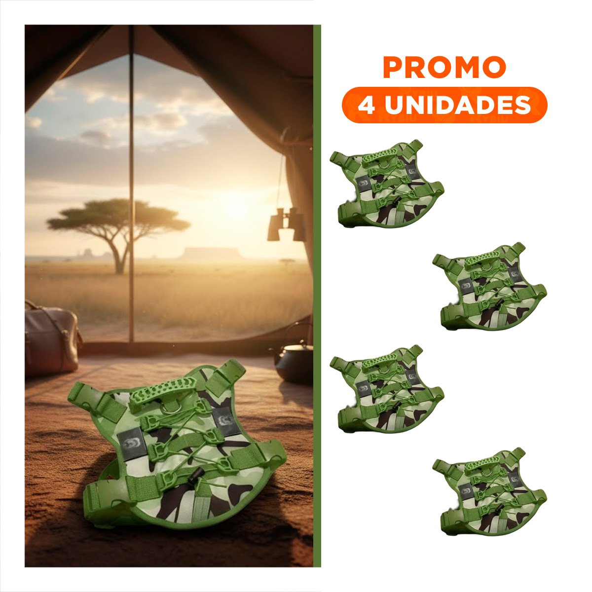 PACK4 CINTURON PARA PERRO VERDE OSCURO PECHERA TACTICA FACIL DE AJUSTAR Y USAR Y+REGALO STICKER - 1