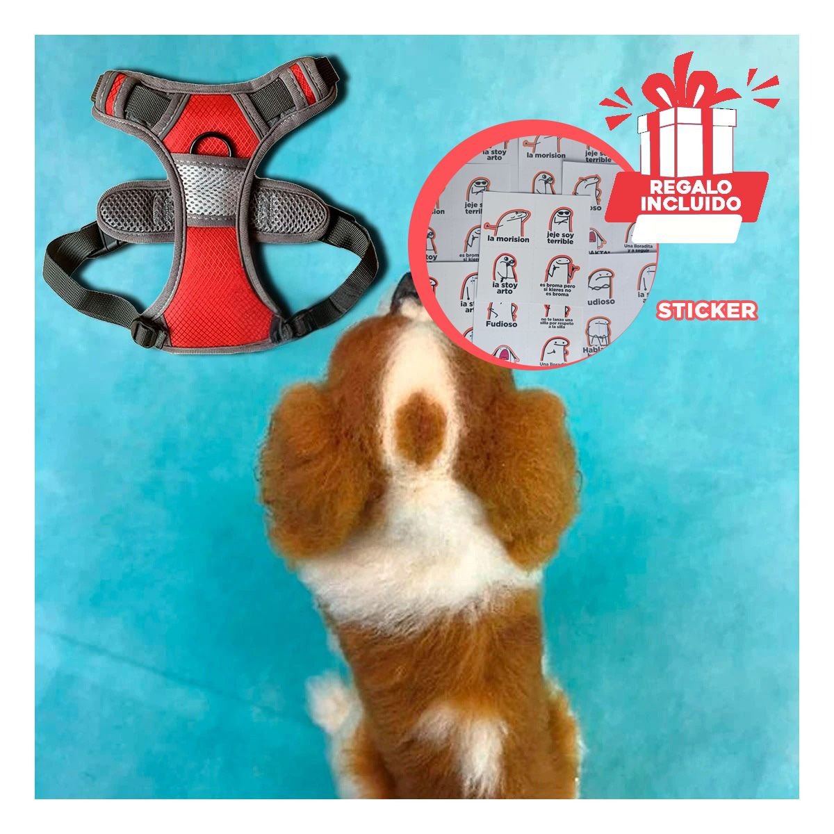 PECHERA REFLECTANTE PARA PERRO ROJO TALLA M MAYOR SEGURIDAD EN CAMINATAS Y+REGALO STICKER - 1