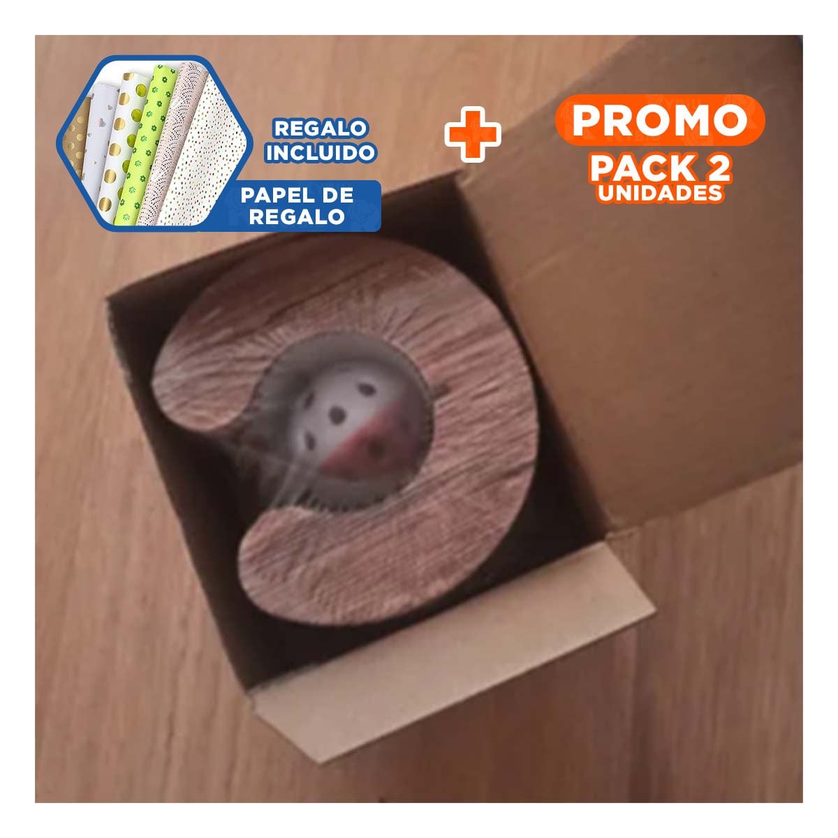 PACK2 COMPLEMENTO PARA GATO ACORDEON CON PELOTA Y CATNIP MARRON 1 PISO CASA Y+PAPEL REGALO - 1