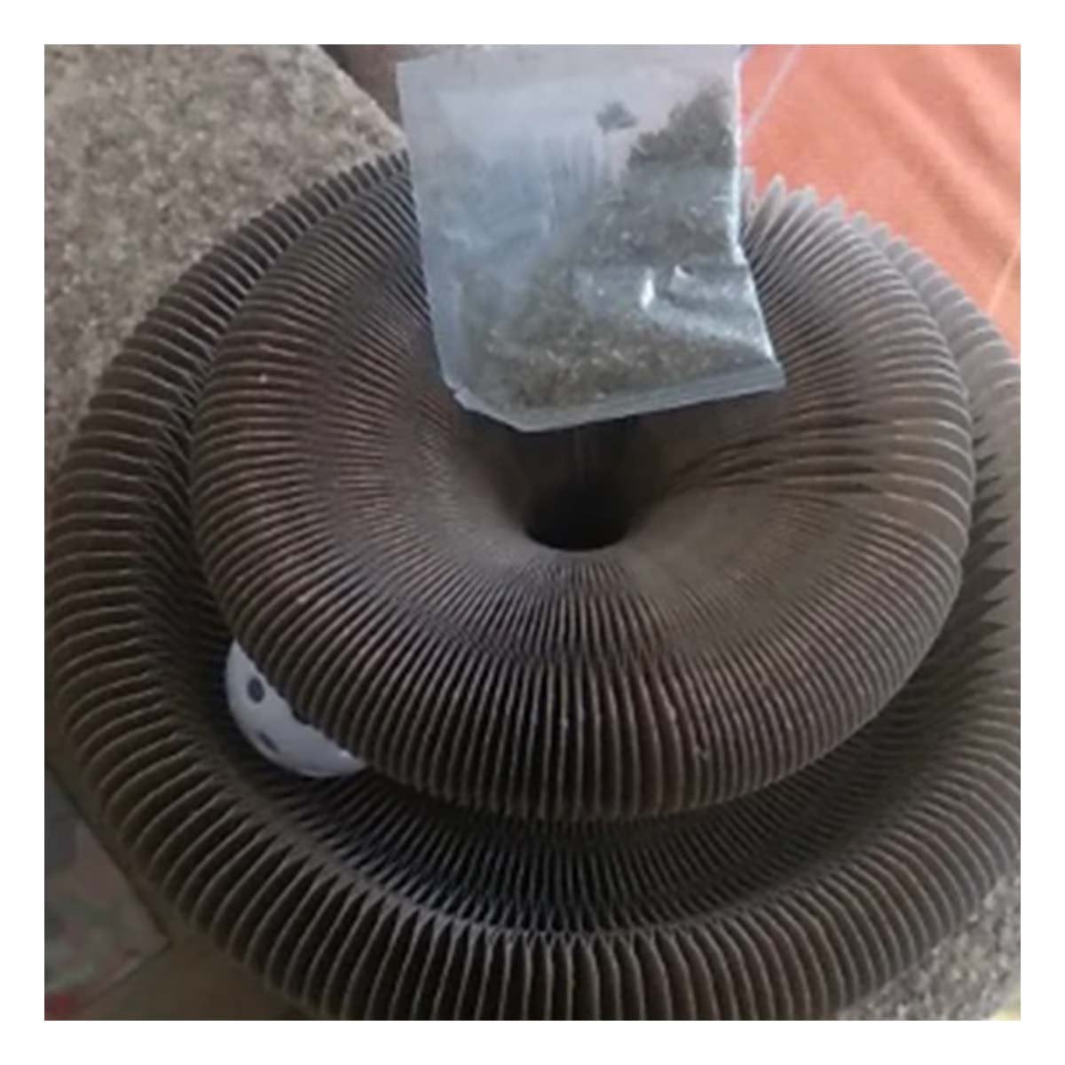 PACK2 COMPLEMENTO PARA GATO ACORDEON CON PELOTA Y CATNIP MARRON 1 PISO CASA Y+PAPEL REGALO - 2