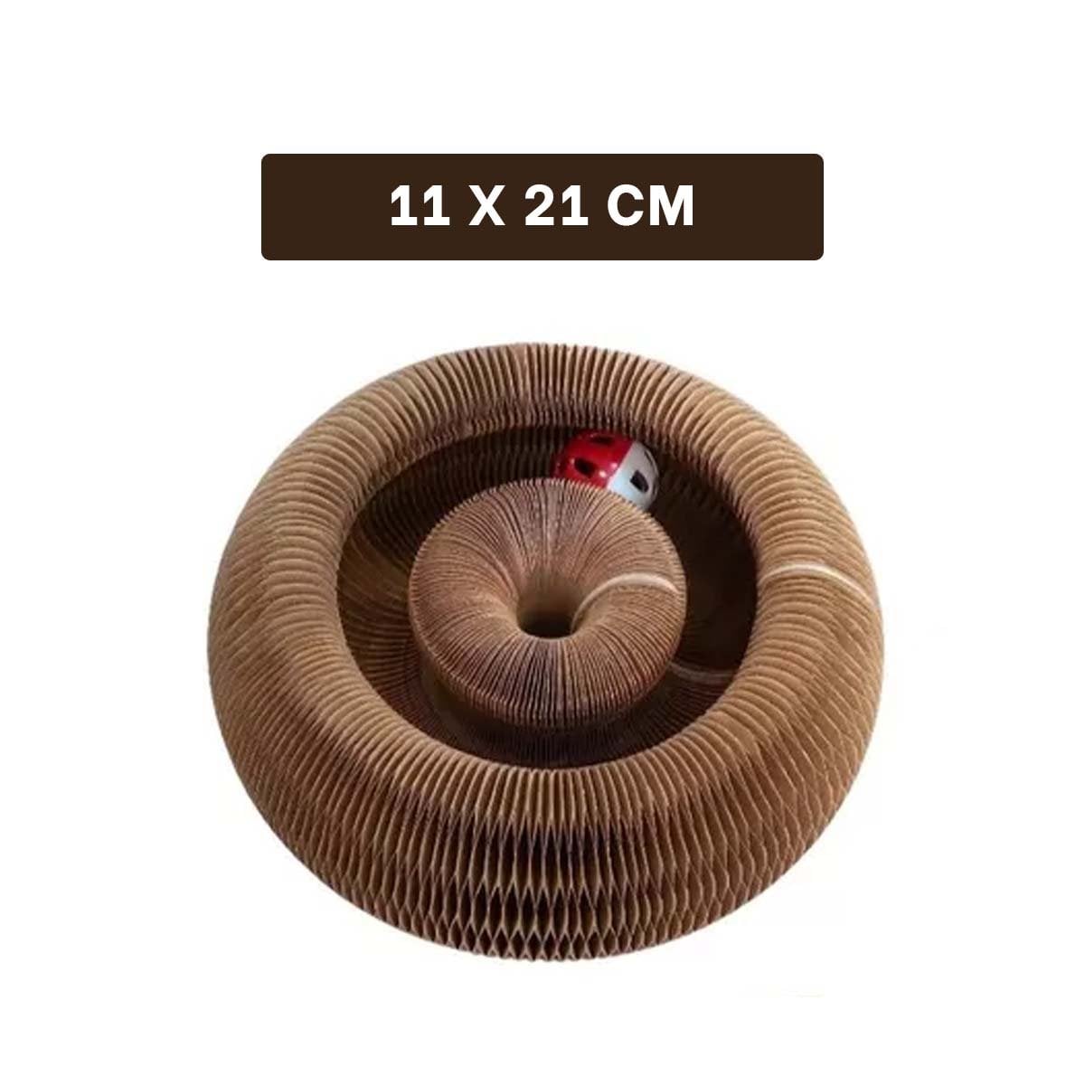 PACK2 COMPLEMENTO PARA GATO ACORDEON CON PELOTA Y CATNIP MARRON 1 PISO CASA Y+PAPEL REGALO - 4
