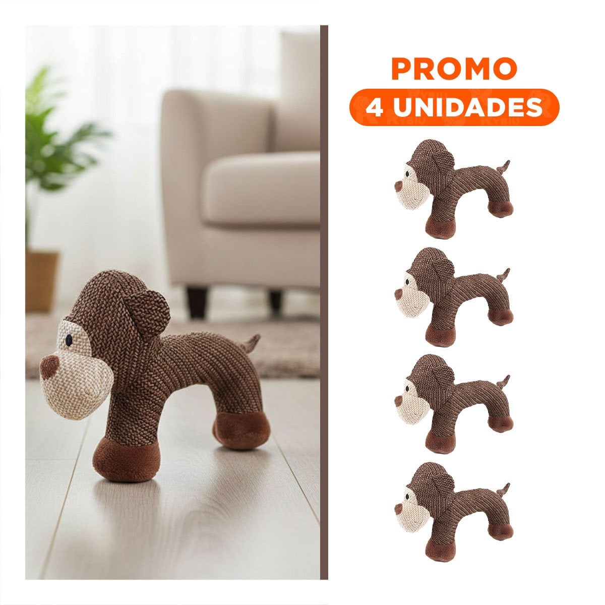 PACK4 FIGURA MUSICAL CON SONIDO DE MONO MARRON SUAVE Y+REGALO STICKER - 1