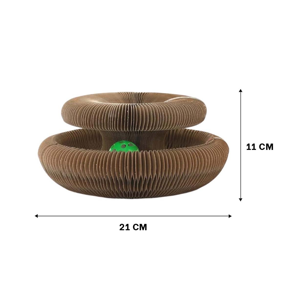 PACK2 ELEMENTO PARA GATO ACORDEON CON PELOTA Y CATNIP MARRON 1 PISO HOGAR - 4
