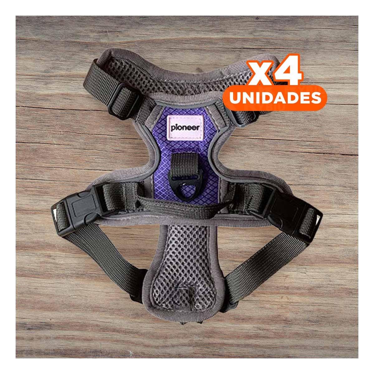 PACK4 CORREA TIPO PECHERA PARA PERRO MORADO TALLA S - 1