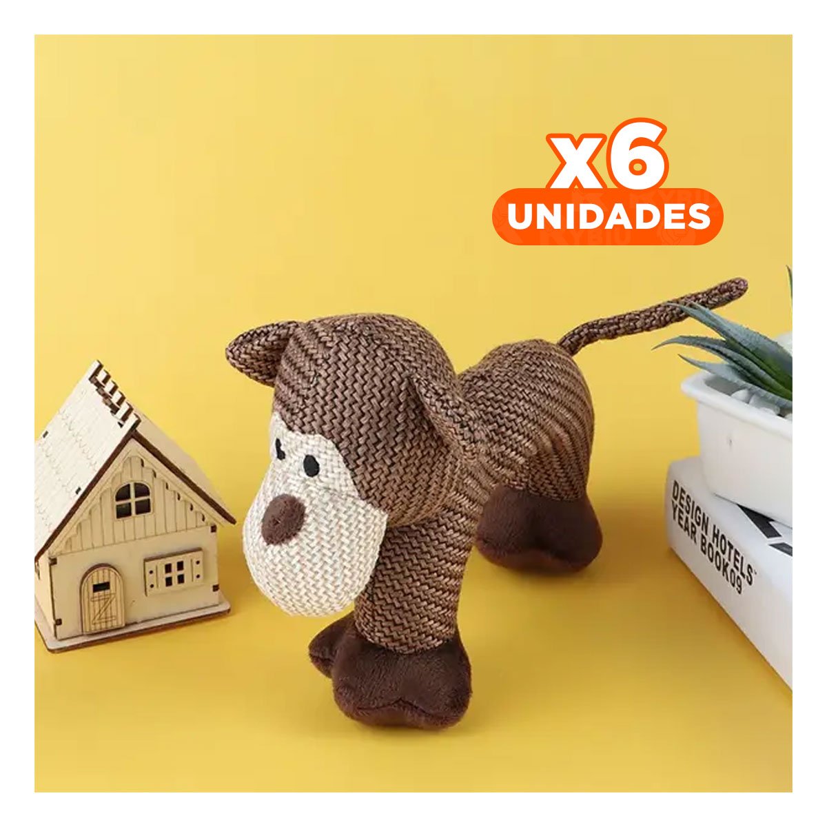 PACK6 MONO DE PELUCHE CON SONIDO MARRON SUAVE PARA HOGAR Y+REGALO STICKER - 1